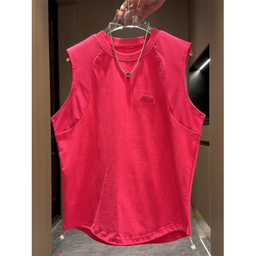 高級潮牌背心無袖T恤男士2025新款夏季網孔透氣運動坎肩汗衫男款