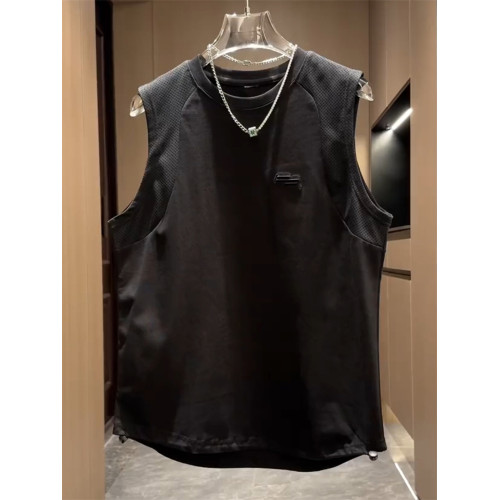 高級潮牌背心無袖T恤男士2025新款夏季網孔透氣運動坎肩汗衫男款