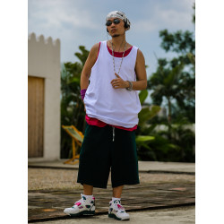 Acusa美式街頭嘻哈基礎款肥大版型跨欄背心健身窄肩帶90s復古夏季