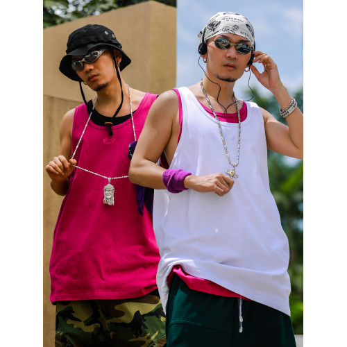 Acusa美式街頭嘻哈基礎款肥大版型跨欄背心健身窄肩帶90s復古夏季