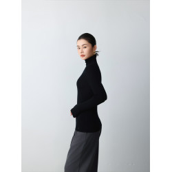 德國敭子紗無縫一體60衹精紡100%純羊毛衫女高領薄款搭軟打底衫