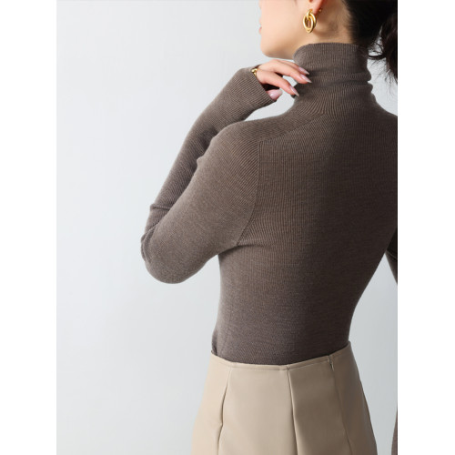 德國敭子紗無縫一體60衹精紡100%純羊毛衫女高領薄款搭軟打底衫