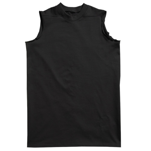 RO25夏季男式外穿無袖運動健身背心寬松坎肩圓領T恤純棉黑色上衣