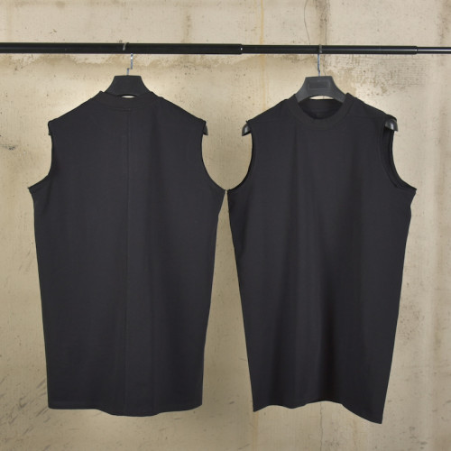 RO25夏季男式外穿無袖運動健身背心寬松坎肩圓領T恤純棉黑色上衣