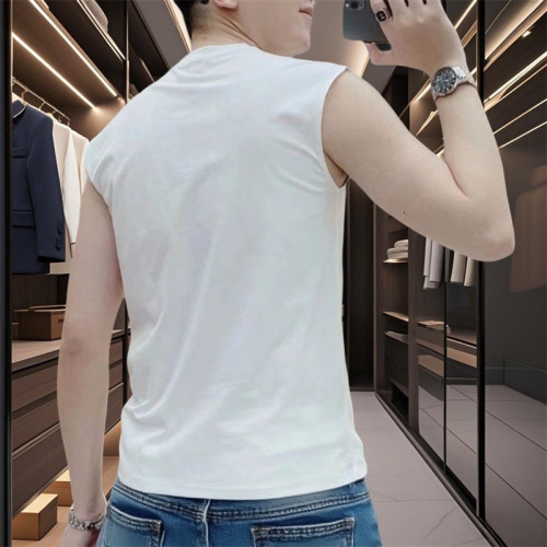 歐洲站男士背心夏季新款運動休閒百搭無袖t恤時尚輕奢純棉坎肩衫