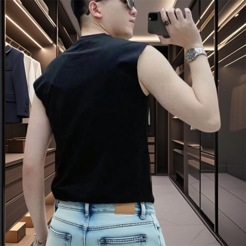 歐洲站男士背心夏季新款運動休閒百搭無袖t恤時尚輕奢純棉坎肩衫