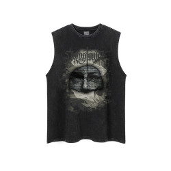 別致的少年美式高街潮牌痞帥風寬松坎肩背心男款夏季復古無袖t恤