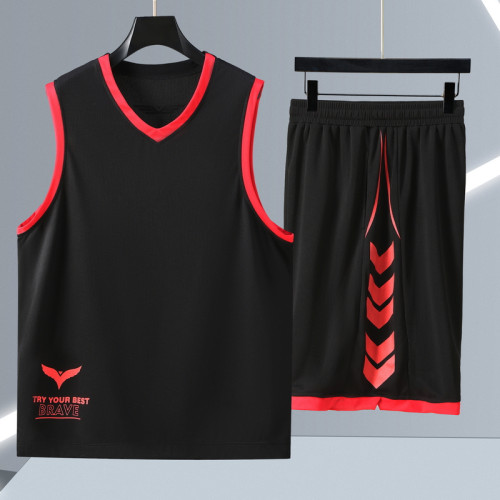 380斤加肥加大V領背心男籃球運動大碼涼爽速乾健身跑步休閒套裝