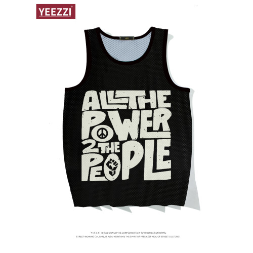 夏季黑色寬松打底衫汗背心衣服無袖T恤男美式街頭籃球服高街坎肩