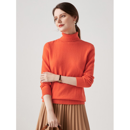 兆君秋冬新款高領修身羊絨衫女純色保暖針織衫羊絨毛衣打底衫