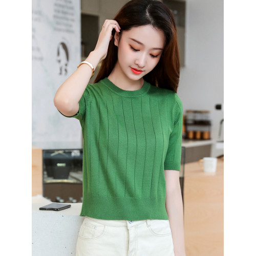 五分袖針織衫女修身秋季女裝2025新款短款上衣薄款中袖內搭打底衫