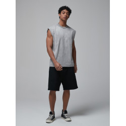 美式高街水洗做舊反穿散邊蠟染健身運動坎肩無袖T恤背心夏季男潮