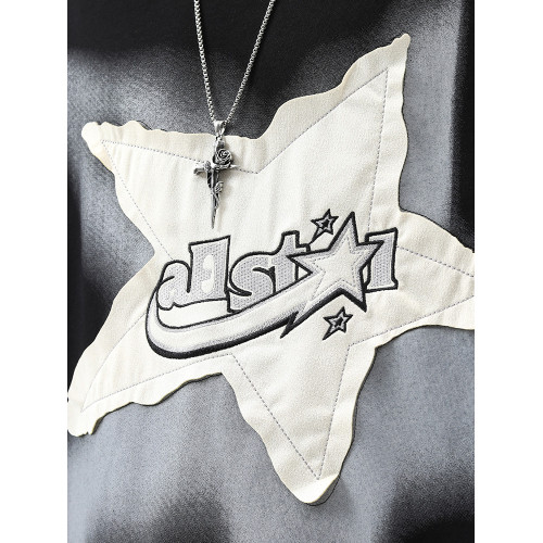 潮街區 美式潮牌星星貼布運動坎肩背心男夏季高街暗黑寬松無袖t恤