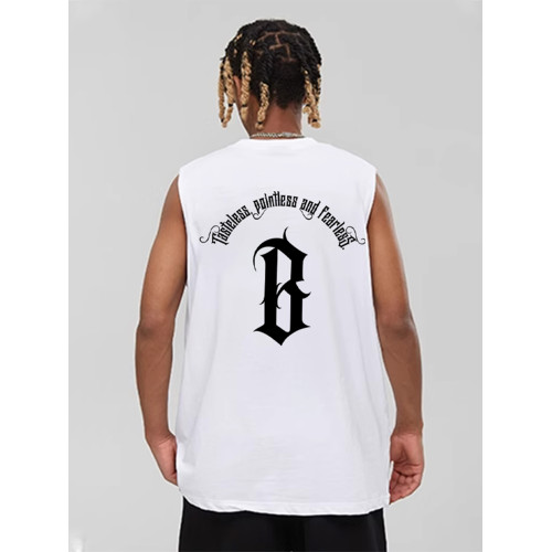 BONELESS BTW美式高街背心男女夏季潮牌純棉無袖T恤寬松重磅上衣