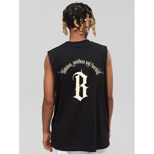 BONELESS BTW美式高街背心男女夏季潮牌純棉無袖T恤寬松重磅上衣