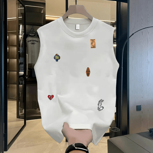 MAROLIO~高級純棉背心男款夏季新款美式潮牌無袖t恤男士外穿坎肩