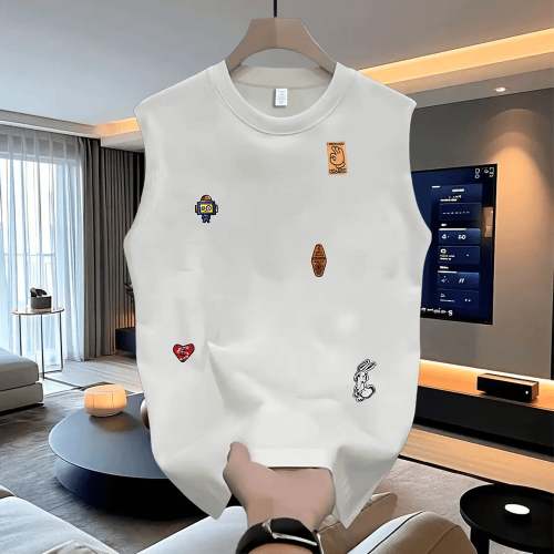 MAROLIO~高級純棉背心男款夏季新款美式潮牌無袖t恤男士外穿坎肩