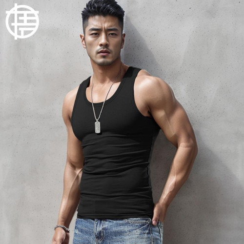 純棉工字背心男士運動健身緊身跨欄夏季健美訓練彈力二股筋汗衫