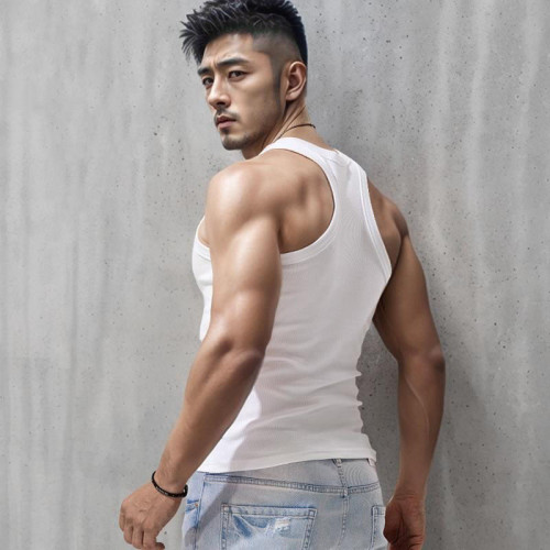 純棉工字背心男士運動健身緊身跨欄夏季健美訓練彈力二股筋汗衫