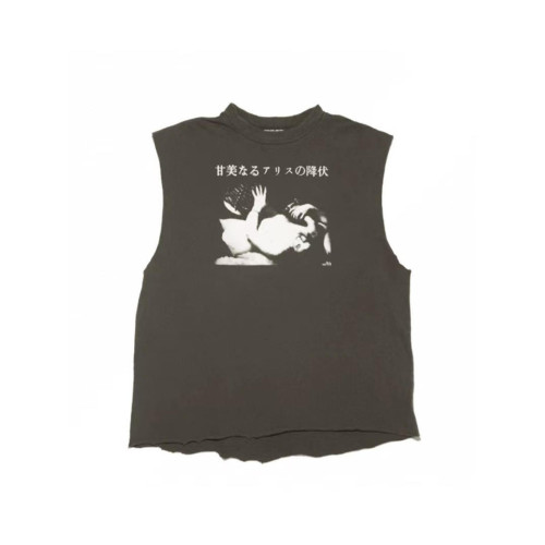 ERD憂鬱的富二代新款黑白圖像睡美人水洗磨棉背心無袖T恤男女潮