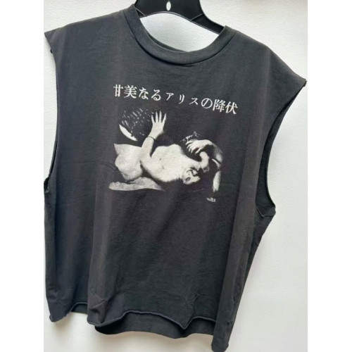 ERD憂鬱的富二代新款黑白圖像睡美人水洗磨棉背心無袖T恤男女潮