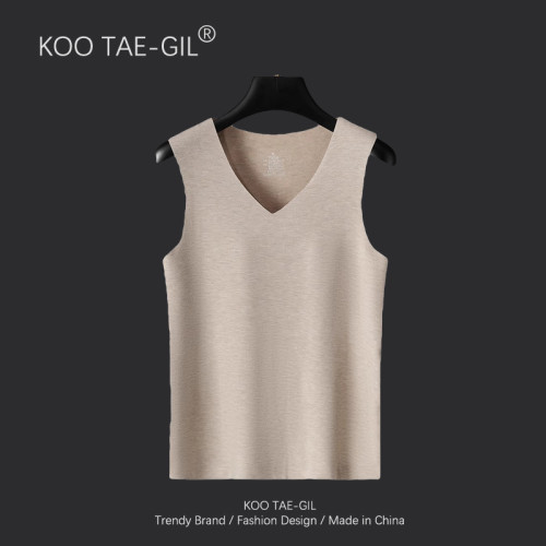 高檔男士保暖背心秋冬新款蠶絲羊絨無痕髮熱秋衣加絨德絨背心