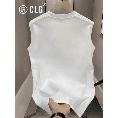 香港CLG潮牌純棉美式高街印花無袖T恤男夏季高級感寬松背心上衣服