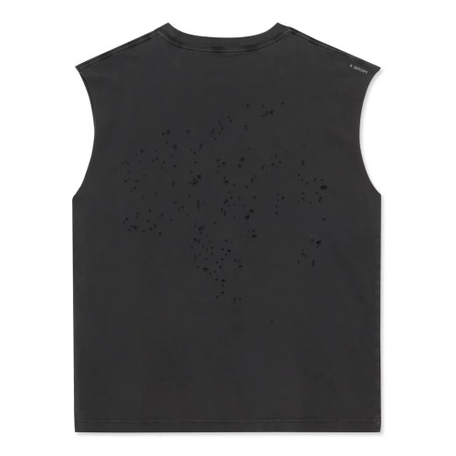 高街小衆美式潮牌SATISFY印花噴墨破洞做舊背心