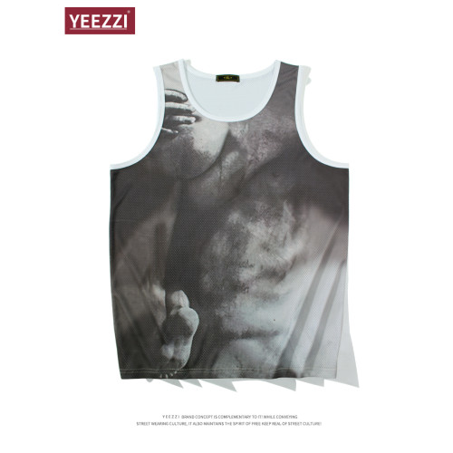 速乾印花羅紋背心男辣弟度假中性風無袖復古y2k美式設計感運動衣