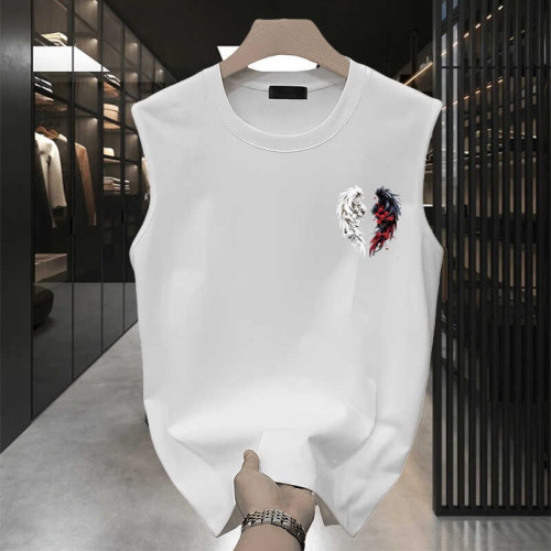 MAROLIO~重磅推薦！100%純棉背心男夏季潮流百搭寬松圓領坎肩上衣