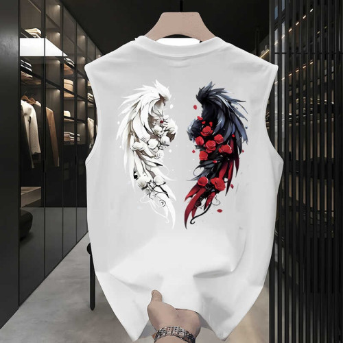 MAROLIO~重磅推薦！100%純棉背心男夏季潮流百搭寬松圓領坎肩上衣