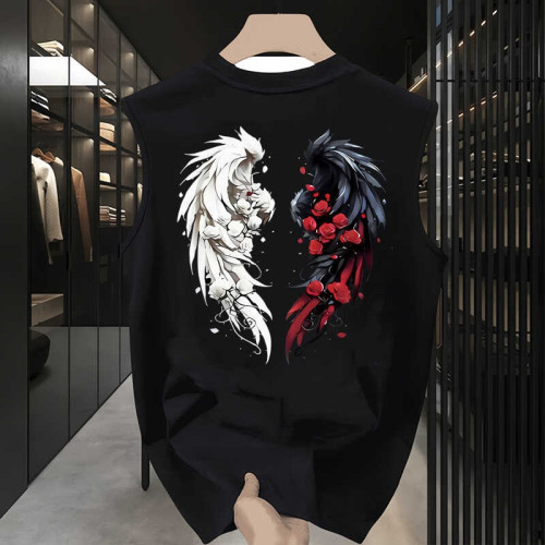 MAROLIO~重磅推薦！100%純棉背心男夏季潮流百搭寬松圓領坎肩上衣