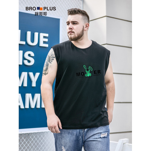 【立體兔子背心】大碼男裝寬松加肥加大碼背心男運動純棉無袖汗衫