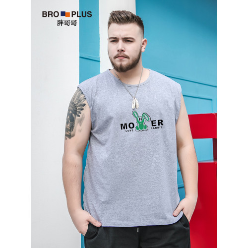 【立體兔子背心】大碼男裝寬松加肥加大碼背心男運動純棉無袖汗衫