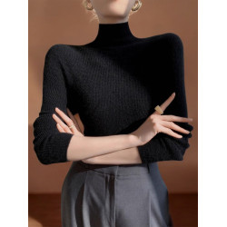 Basic House/百家好半高領針織打底衫女士秋季配大衣內搭長袖毛衣