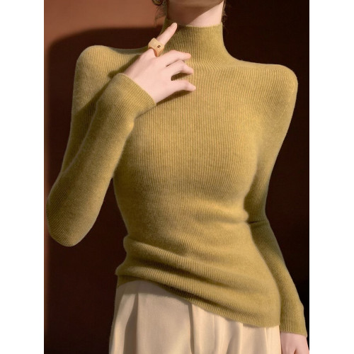 Basic House/百家好半高領針織打底衫女士秋季配大衣內搭長袖毛衣