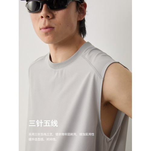 Vavu輕薄戶外透氣速乾網眼背心三針五線運動無袖T恤夏季圓領坎肩