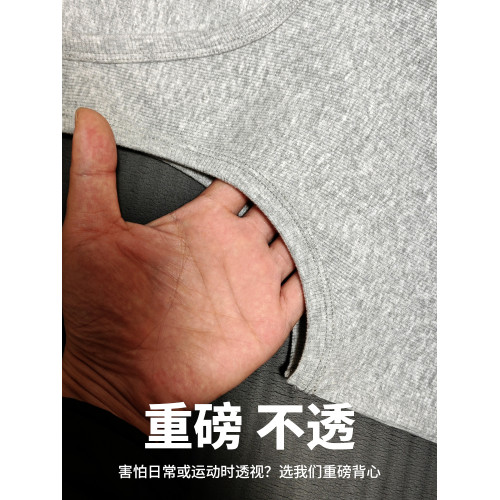 重磅硬漢美式純棉螺紋背心男打底汗衫修身無袖運動健身坎肩白色