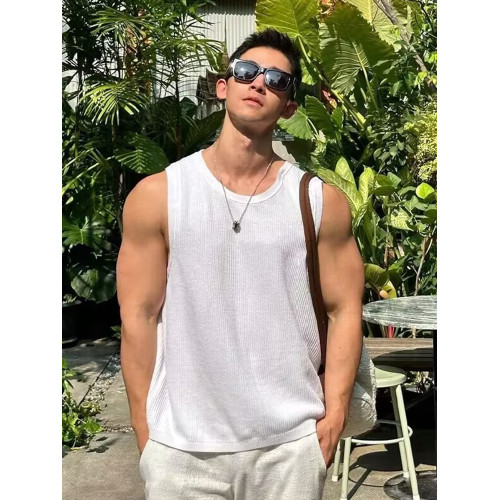 ins美式白色運動背心男無袖T恤健身夏季坎肩訓練性張力穿搭汗衫潮