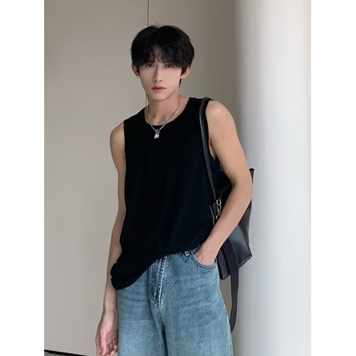 ins美式白色運動背心男無袖T恤健身夏季坎肩訓練性張力穿搭汗衫潮