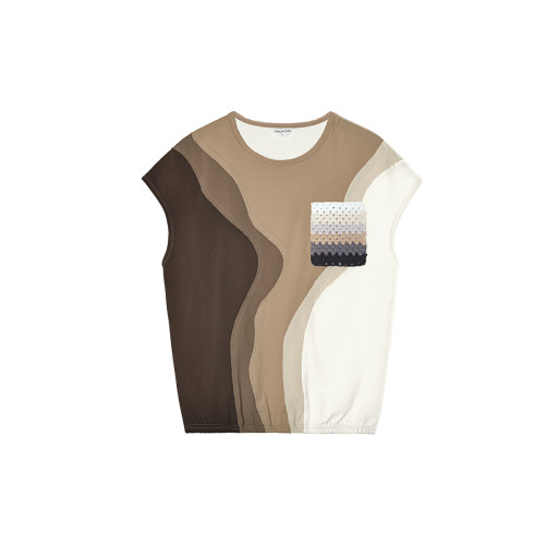 川流 手工鉤織口袋拼接寬松版夏季潮流無袖背心 山穀少年原創男裝