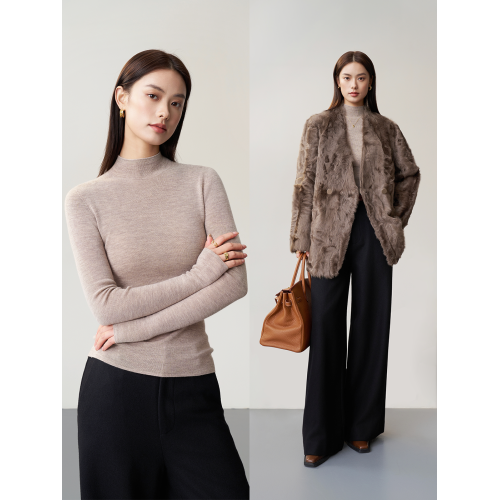 偶得·無縫一體羊毛打底衫 18針敭子紗 可機洗 中領/堆堆領內搭