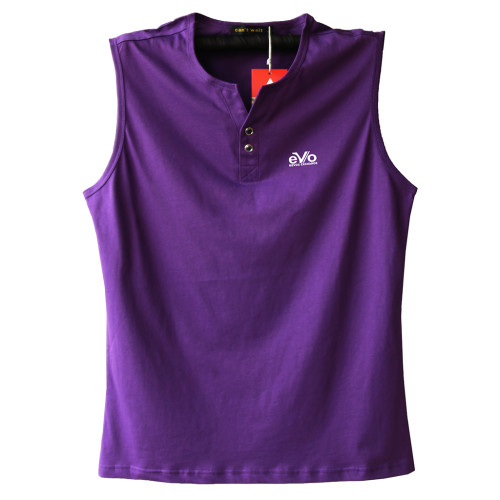 夏季新品大碼男裝 純棉V領帶釦汗背心 加大號胖子灰色 上衣運動服