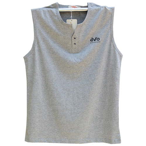 夏季新品大碼男裝 純棉V領帶釦汗背心 加大號胖子灰色 上衣運動服