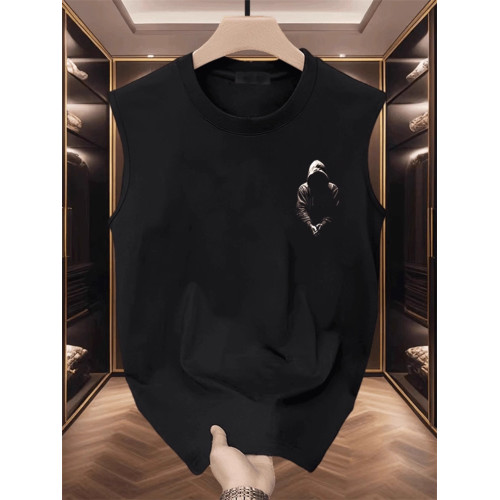 高級純棉背心男士無袖T恤2025新款夏季外穿美式坎肩運動上衣男款