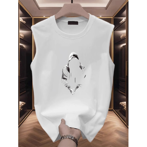 高級純棉背心男士無袖T恤2025新款夏季外穿美式坎肩運動上衣男款