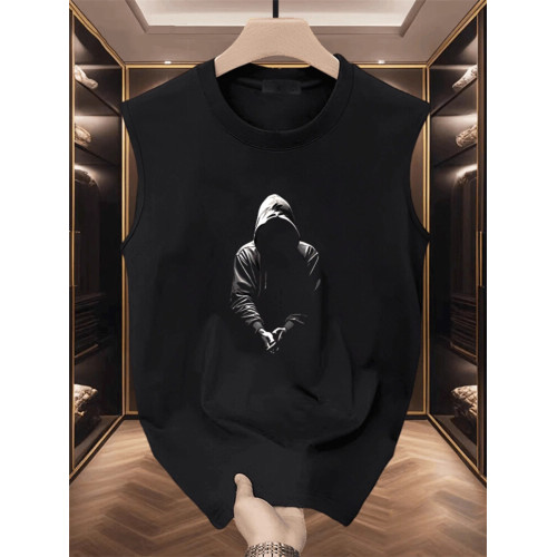 高級純棉背心男士無袖T恤2025新款夏季外穿美式坎肩運動上衣男款