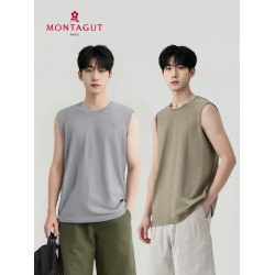 夢特嬌2025夏季新款背心男款薄款修身內穿長絨棉運動健身打底汗衫