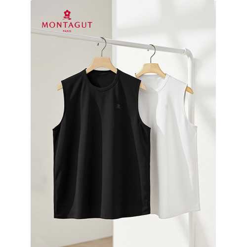 夢特嬌2025夏季新款背心男款薄款修身內穿長絨棉運動健身打底汗衫