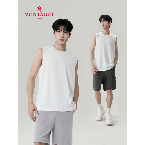 夢特嬌2025夏季新款背心男款薄款修身內穿長絨棉運動健身打底汗衫